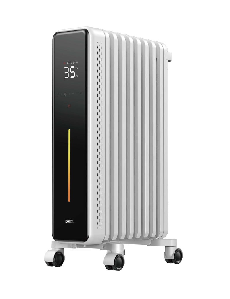 DREO Home 1500W Digital Electric Oil-Filled Radiator Heater with Thermostat, White V6