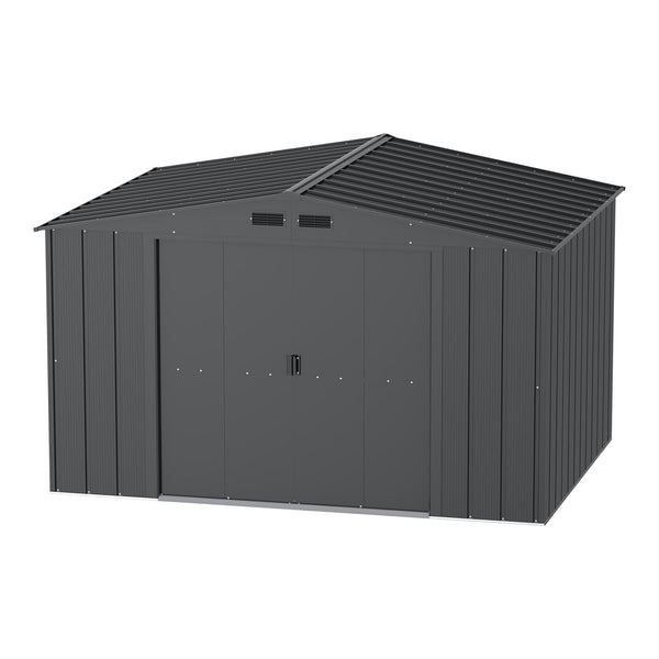 Duramax Metal Outdoor Storage Shed with Steel Frame, Dark Grey, 10-1/2-ft x 8-ft J8