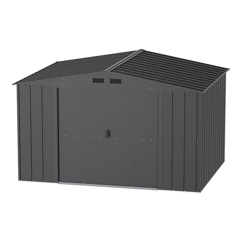 Duramax Metal Outdoor Storage Shed with Steel Frame, Dark Grey, 10-1/2-ft x 8-ft J8