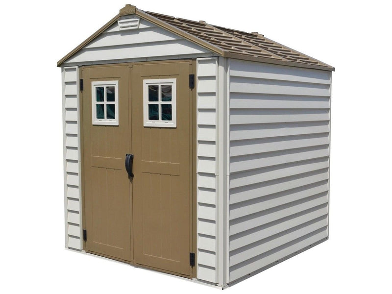 Duramax StoreMax Vinyl Garden Shed, Brown, 7-ft x 7-ft M9