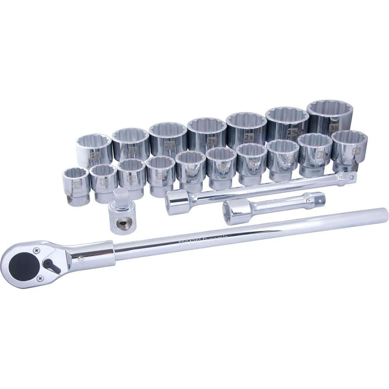 Dynamic Tools 1-in Drive 12 Point Standard Socket & Attachment Set, SAE, 21-pk T4