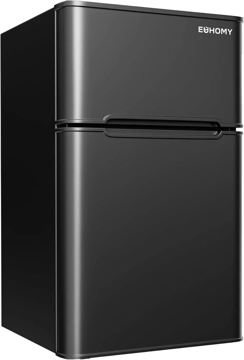EUHOMY 3.2 Cu.Ft Mini Fridge with Freezer -- 2-Door Compact Refrigerator for Bedroom, Dorm, Office or Apartment, Silver Y1