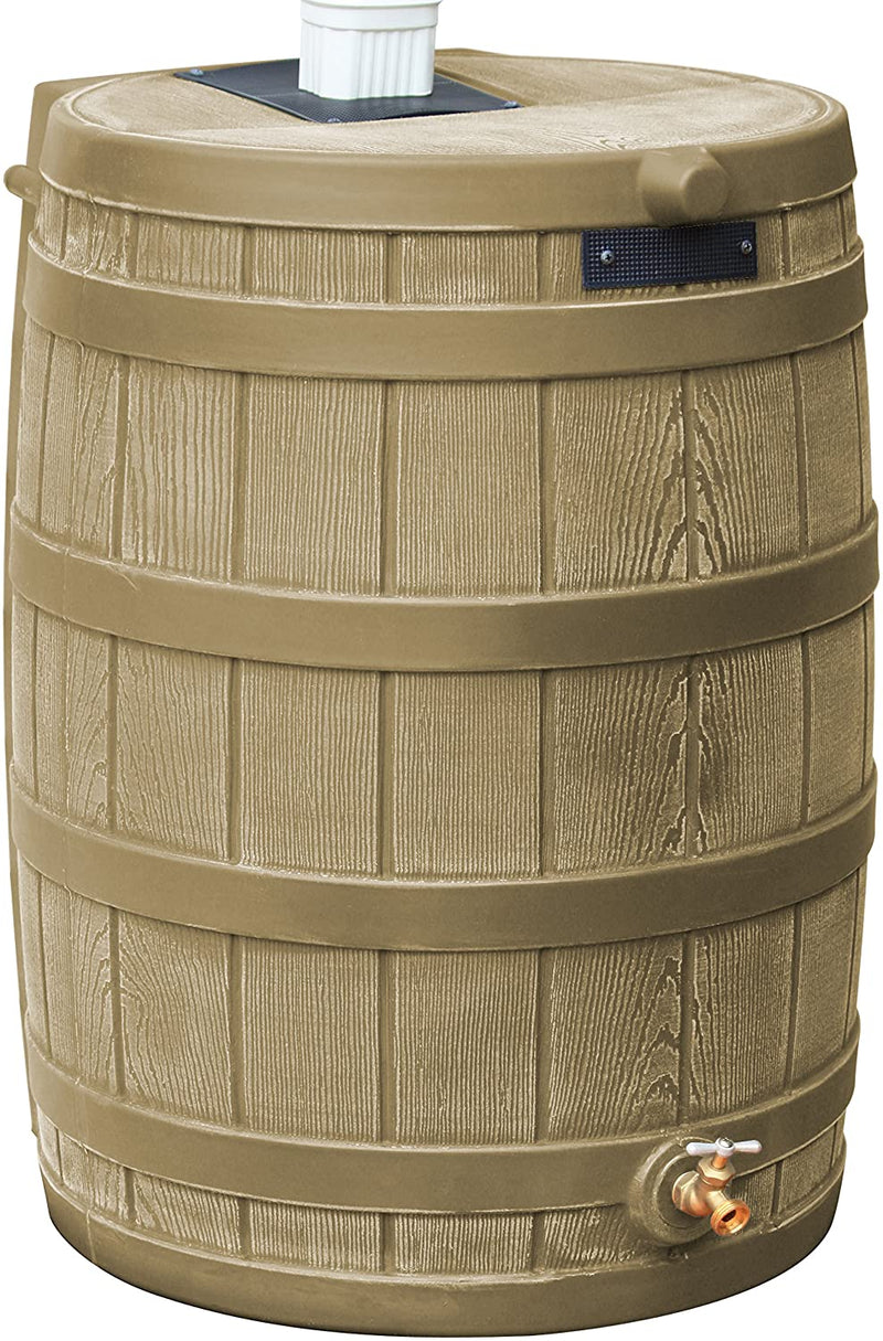 Good Ideas Rain Wizard 50 Gallon Plastic Outdoor Home Rain Barrel Water Storage Collector H3