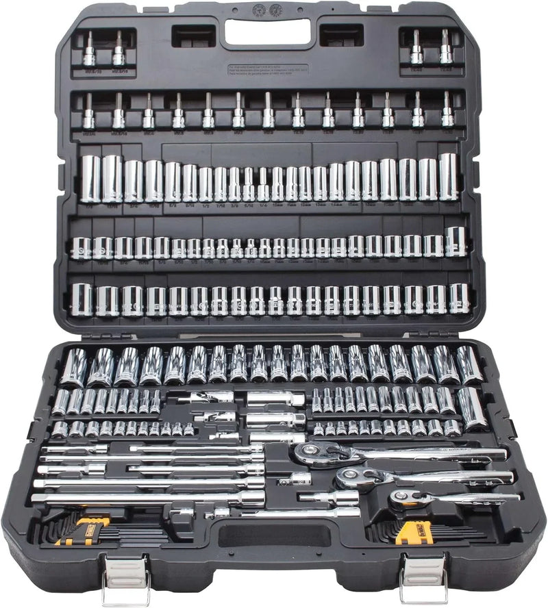 Mechanics Tool Set, SAE and Metric, 1/2, 1/4, 3/8 Drive Sizes, 192-Piece E1