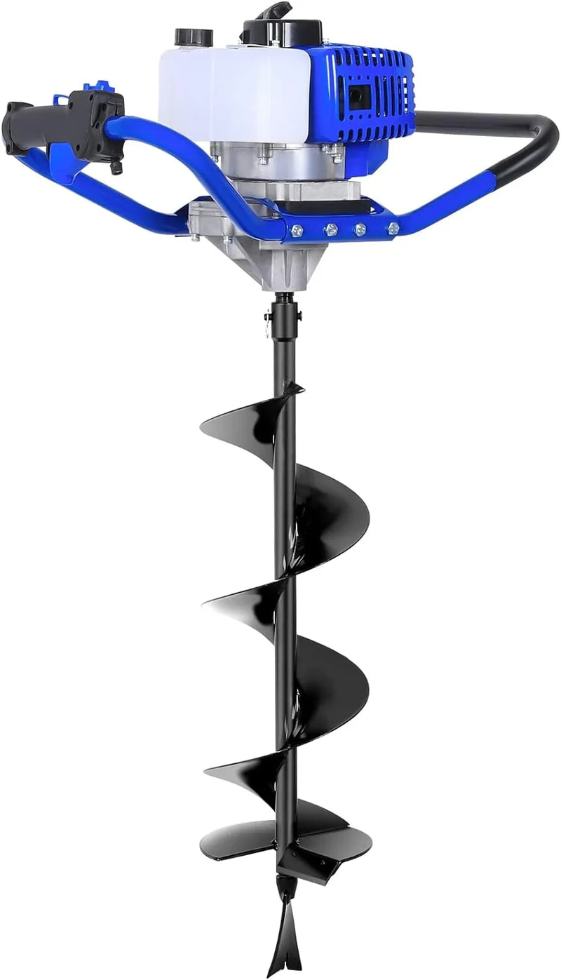Post Hole Digger Gas Powered, 52cc 2.4 HP 2 Stroke Engine Earth Auger with 8" Drill Bit, EPA Compliant Post Hole Auger D9