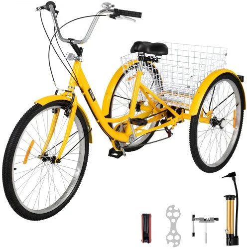 Adult Tricycle 26 7 Speed 3 Wheel Trike Bicycle Bike Cruise w Basket Shooping G0