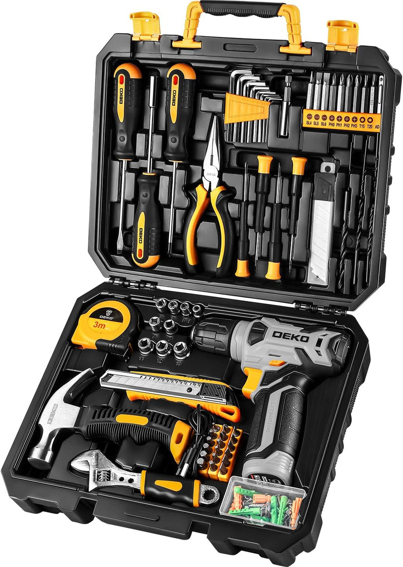 Tool Set：Tool Kit with 8V Cordless Drill,Tool Box with Drill,Hand Drill Set for Men & Women,Home Tool Kits for House Repair,Handyman,DIY 126 Piece O6