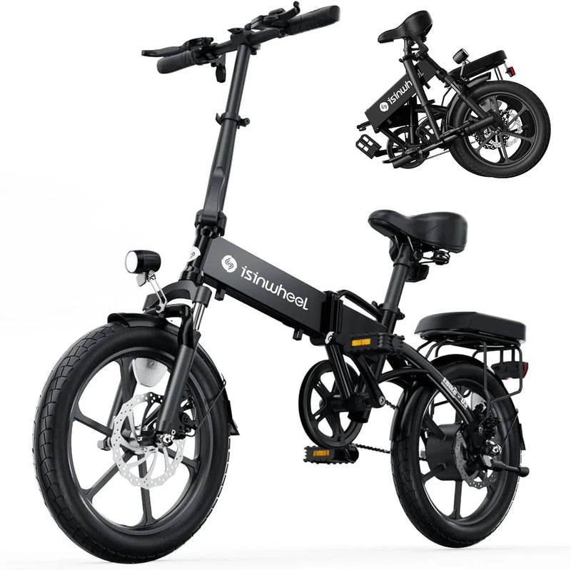Electric Bike for Adults 500W Motor, 20 mph Folding Ebike, 14"/16"/20" Adults Electric Bicycles with Smart Uphill, 280.8Wh Battery, 25 Miles PAS Range, Mini E Bikes for Adults and Teens-isinwheel V9