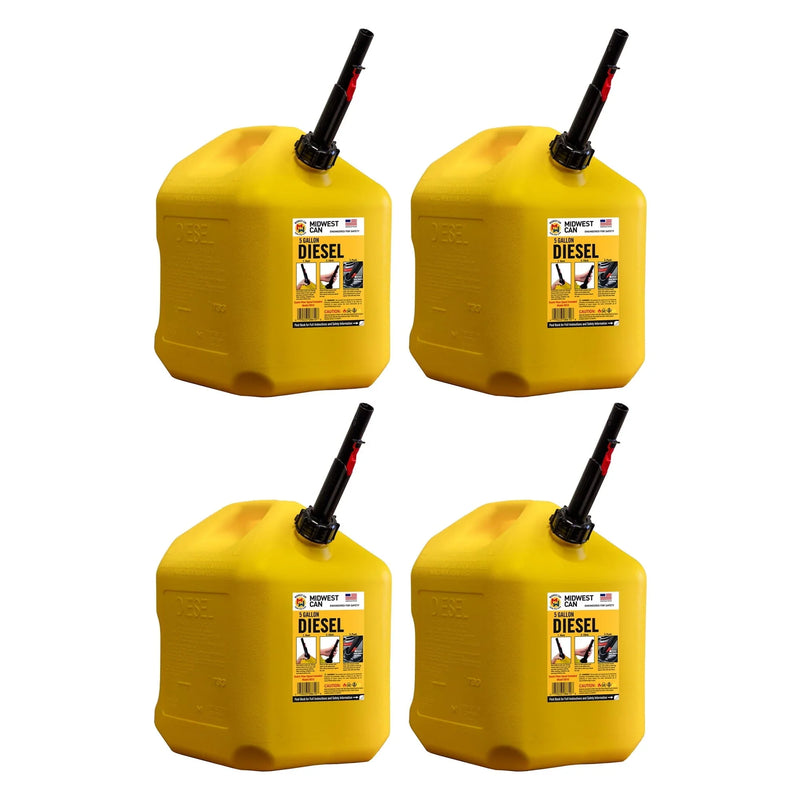 5 Gallon Diesel Can Fuel Container w/ Auto Shut Off (4 Pack) S9
