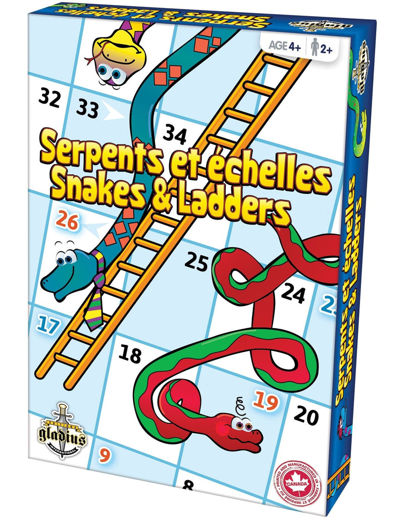Editions Gladius Snakes & Ladders Classic Family Board Game Set, Ages 4+ I4