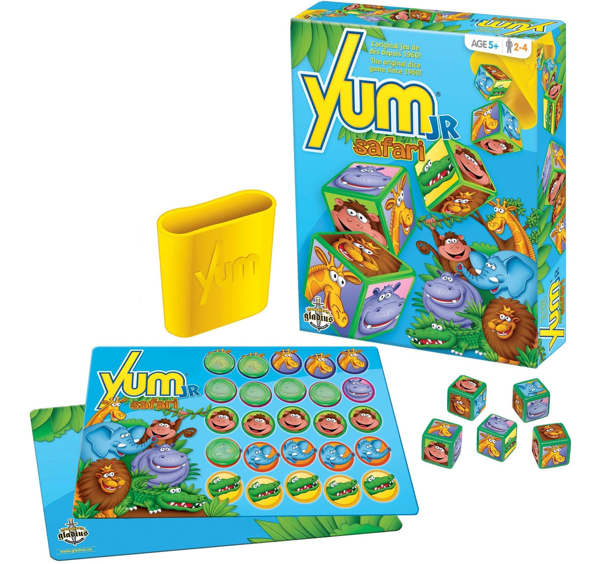 Editions Gladius Yum Jr. Safari Animal Dice Game Set for Kids, Ages 5+