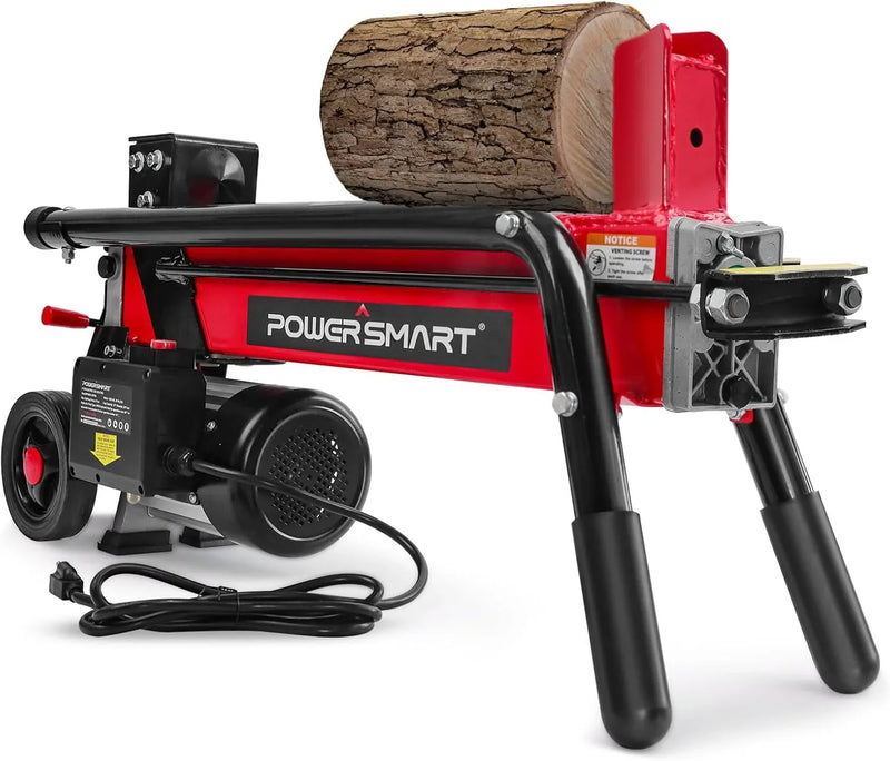 Electric Log Splitter 7-Ton - Efficient Wood Splitter with 3500 Motor Speed, 15 Amp, Horizontal Full Beam Design and Steel Wedge for Firewood & Kindling Cutting H6