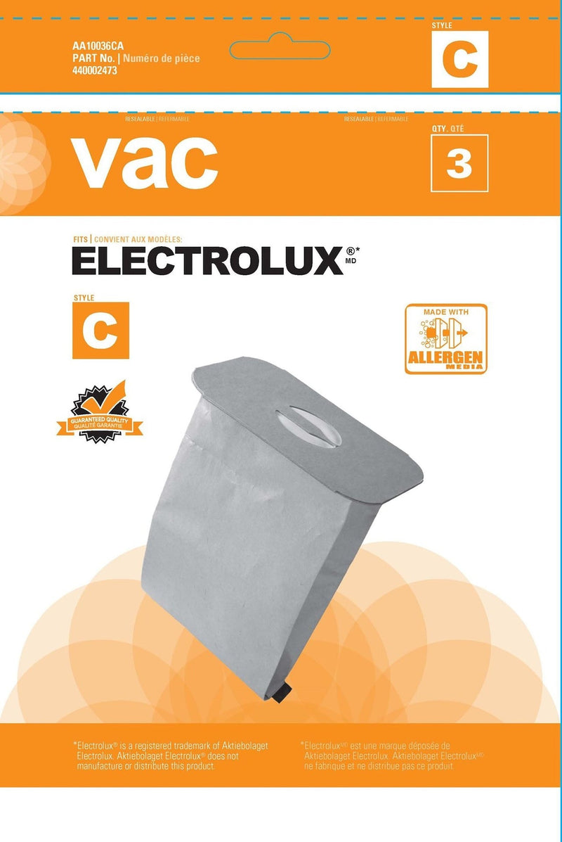 Electrolux Type C Replacement Allergen Vacuum Cleaner Bags, 3-pk A6