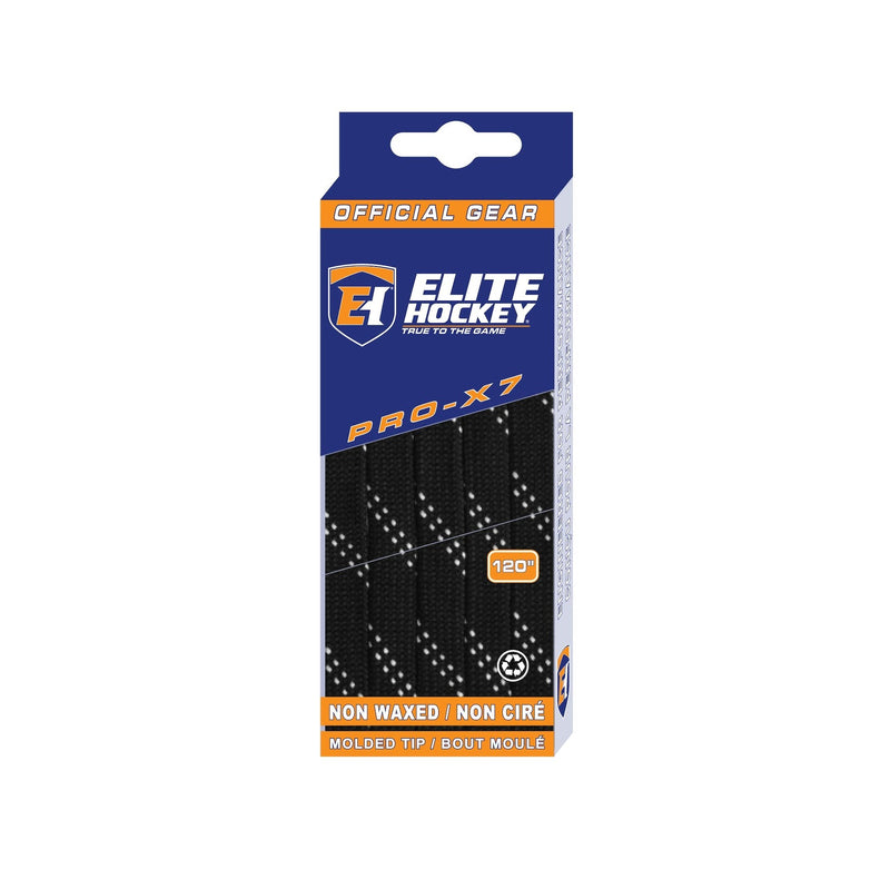 Elite Hockey Pro-X7 Skate Laces, Non-Waxed, Black, Assorted Sizes L5