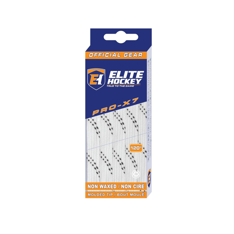 Elite Hockey Pro-X7 Skate Laces, Non-Waxed, White, Assorted Sizes H7