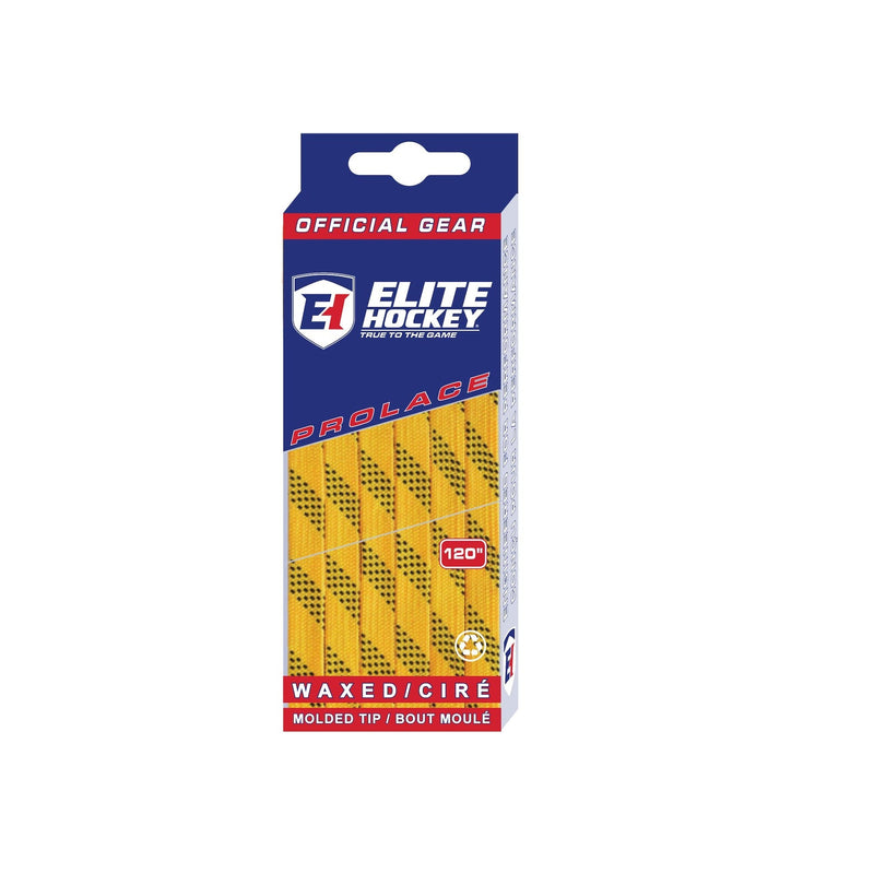 Elite Hockey Prolace Skate Laces, Waxed, Yellow, Assorted Sizes W6
