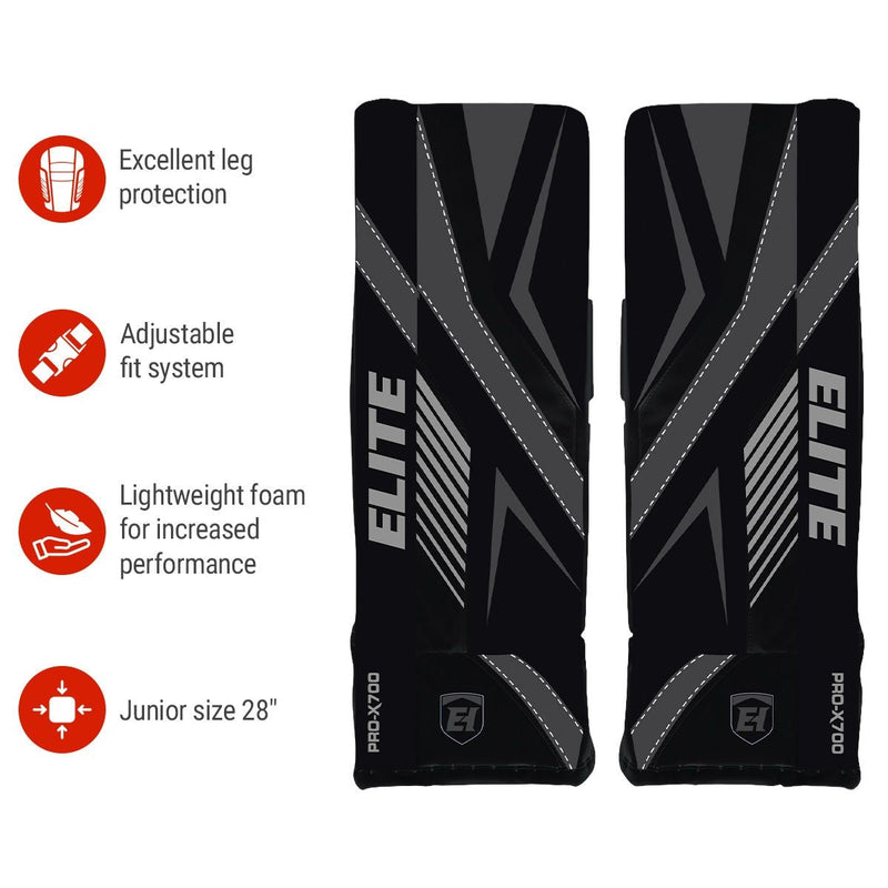 Elite Hockey Vasilevskiy PRO-X700 Street Hockey Goalie Leg Pads, Junior, 28-in N1