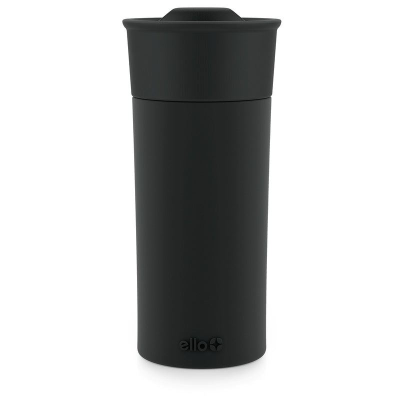 ello Ogden Ceramic Travel Mug, 16-oz, Black, with Silicone Insulated Sleeve H2