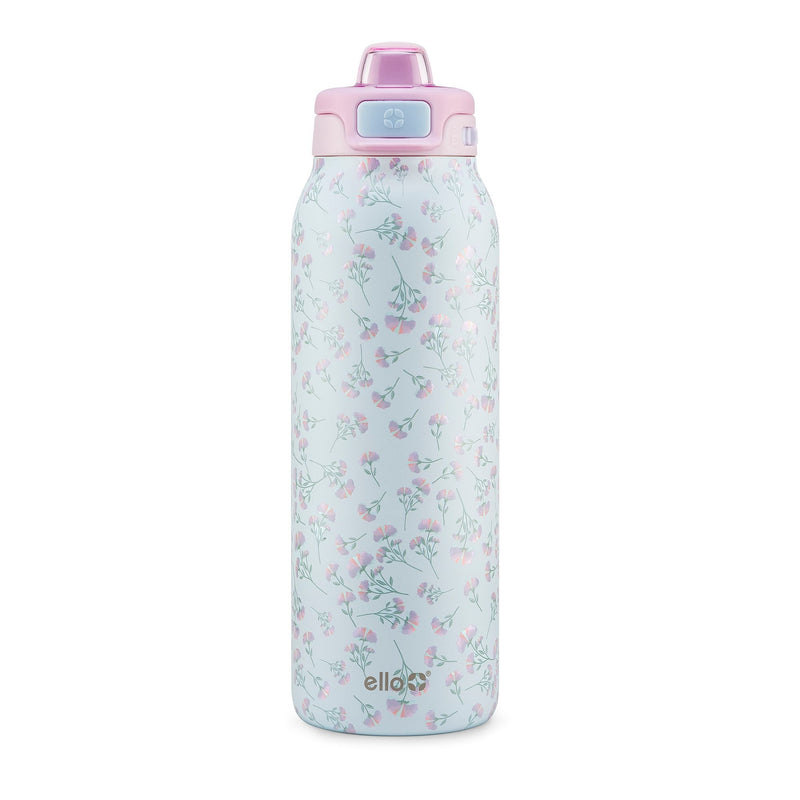 ello Pop & Fill Reusable Stainless Steel Insulated Water Bottle with Quick Fill Lid, 32-oz, Assorted Colours Z2