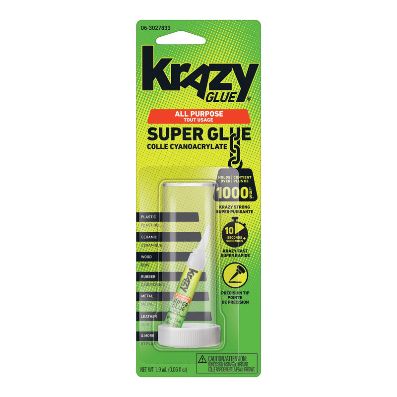 Elmer's Instant Krazy Glue All-Purpose Adhesive, Bonds Rubber/Plastic/Metal/Ceramic, Clear, 2-mL W3