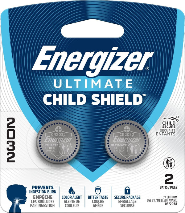 Energizer 2032 Child Shield Lithium Battery, 2-Pack C8