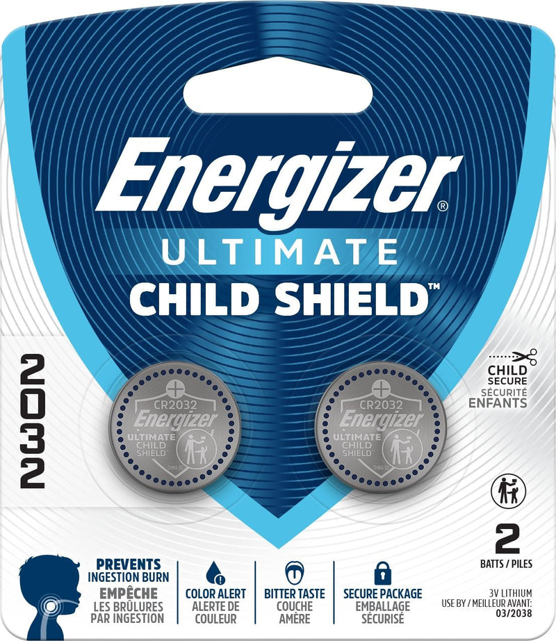 Energizer 2032 Child Shield Lithium Battery, 2-Pack C8