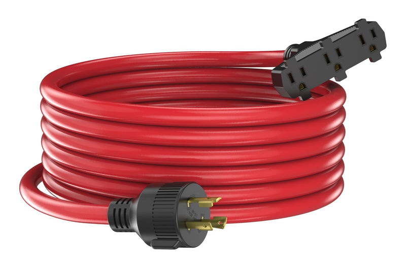 Energizer 30A 25-ft Triple-Outlet Extension Cord, Red H9