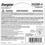 Energizer 4-pk CR2032 3V / 3 Volt Lithium Coin Cell Batteries, Long Lasting