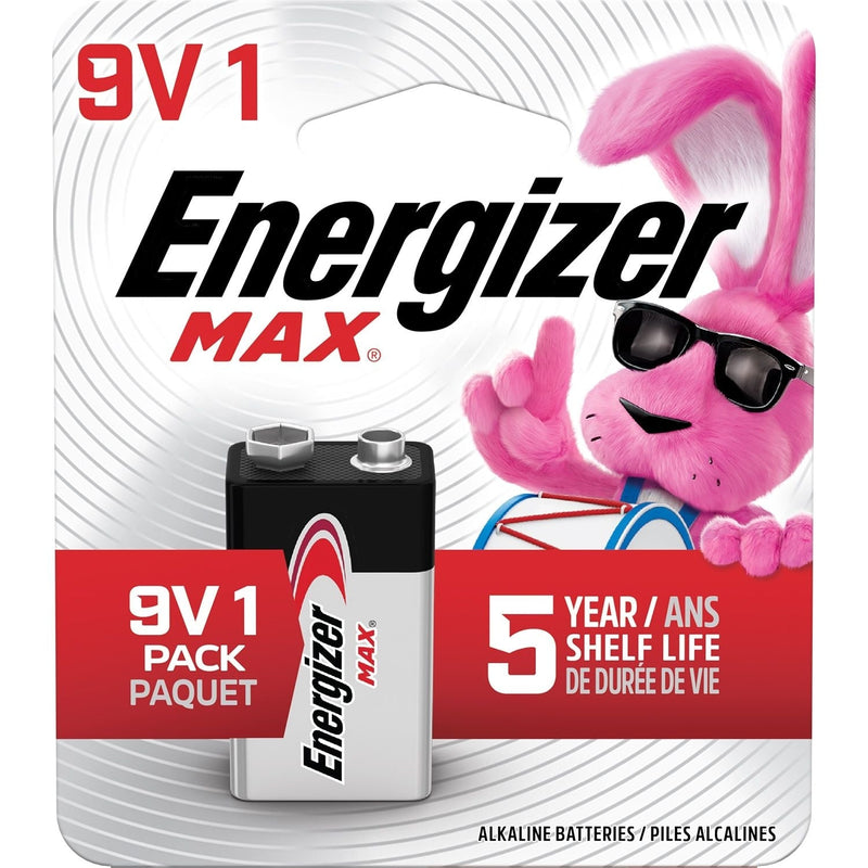 Energizer Max 1-pk 9V / 9 Volt Alkaline Battery, Long Lasting, All Purpose X5