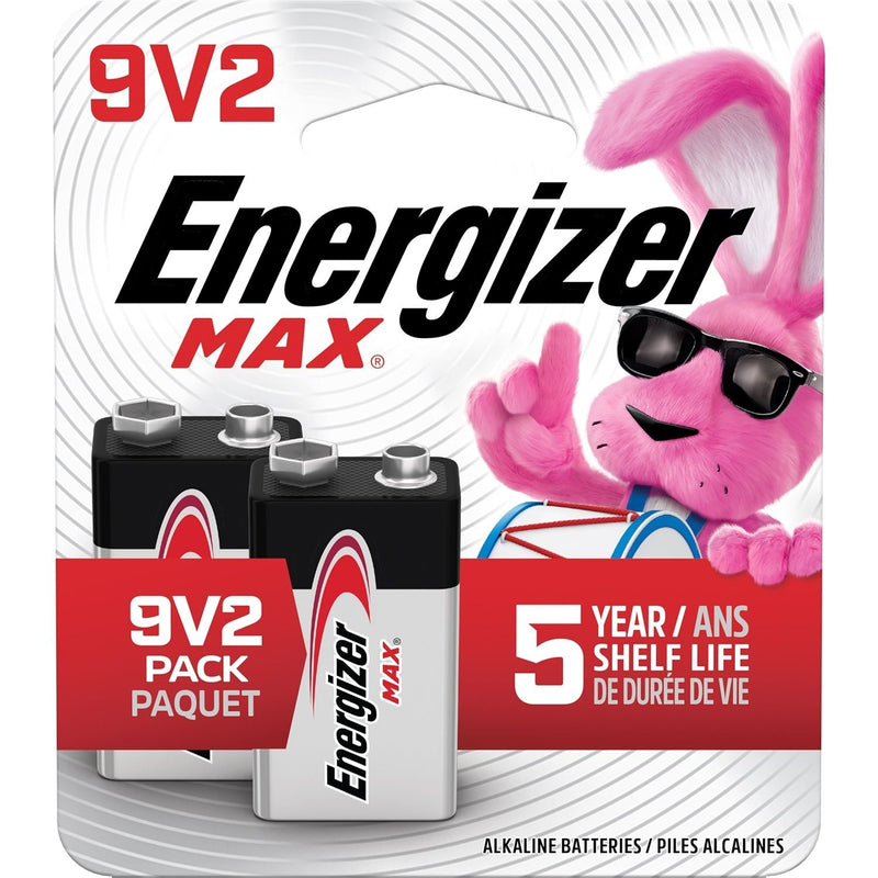 Energizer Max 2-pk 9V / 9 Volt Alkaline Batteries, Long Lasting, All Purpose U0