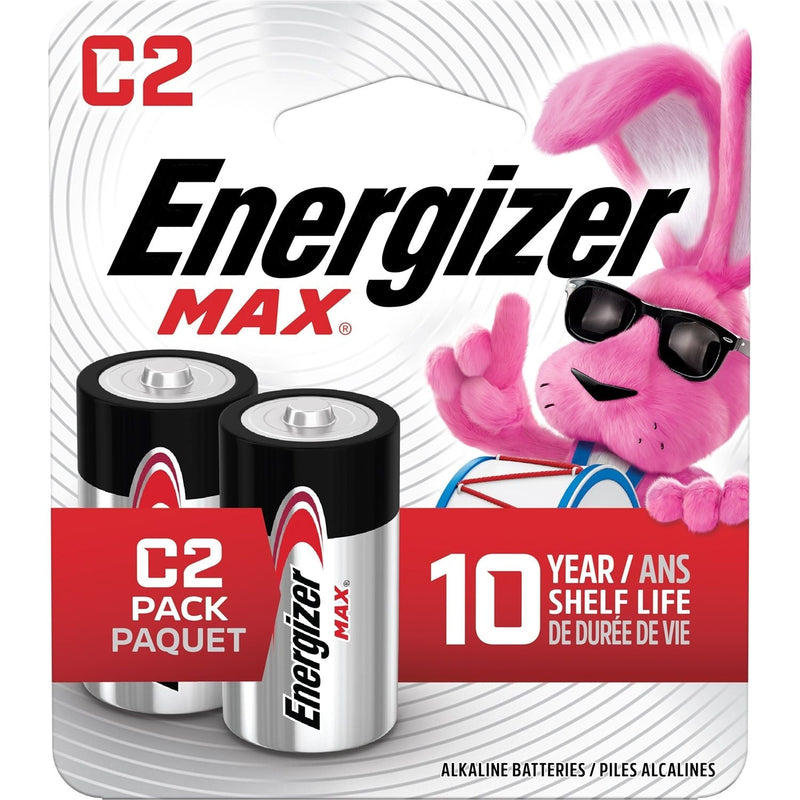 Energizer Max 2-pk C Alkaline Batteries, Long Lasting, All Purpose J5