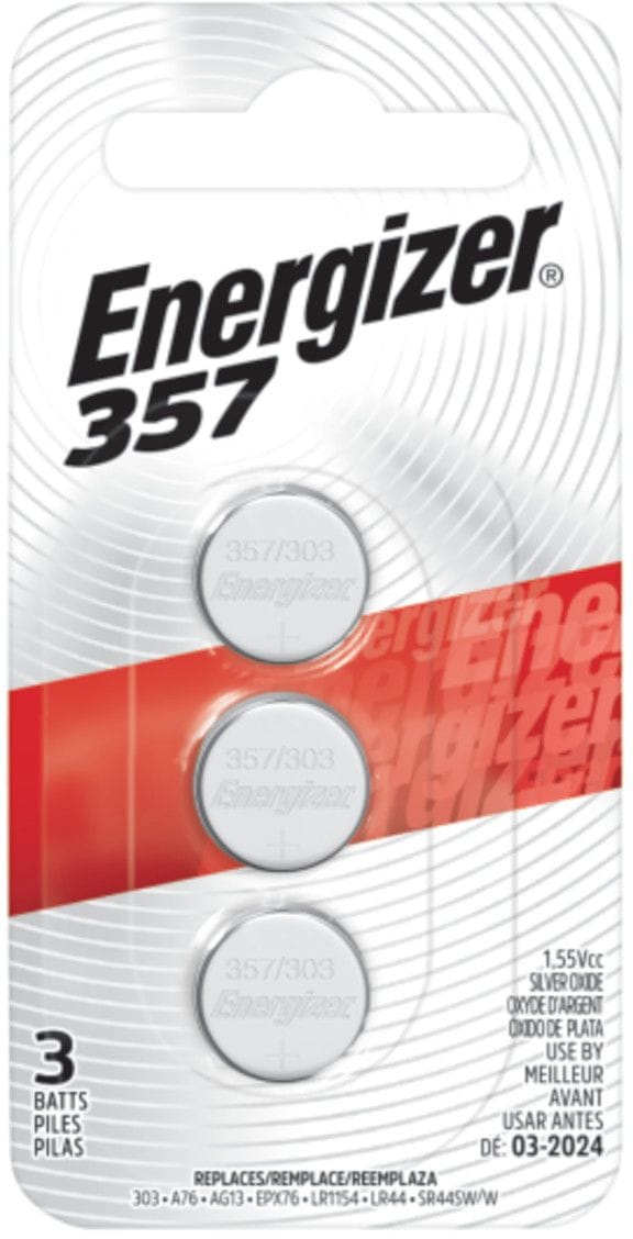 Energizer Silver Oxide 3-pk 357 LR44 AG13 303 A76 1.5V / 1.5 Volt Button Coin Cell Batteries T4