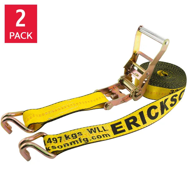 Erickson 8.2 m (27 ft.) Ratchet Strap with Double J Hooks 2-pack B8