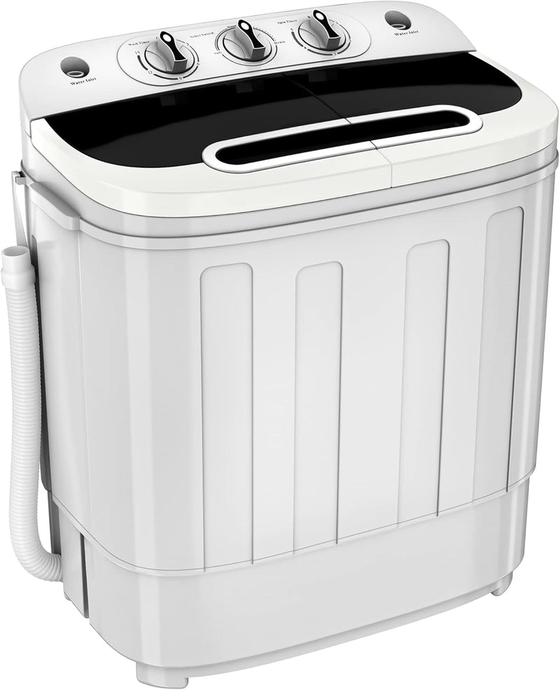 Portable mini double-burner washing machine, capacity 13 pounds, equipped with a spin dryer, a compact clothes washing machine, a lightweight small-sized washing machine, suitable for families, apartments, dormitory rooms, and campers. V8