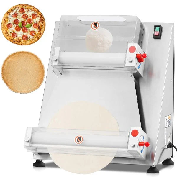 Commercial Pizza Dough Roller Sheeter, Max 16, Automatic 370W Electric Pizza Dough Roller, Stainless Steel, Suitable for Noodle, Pizza Bread and Pasta Maker Equipment K9
