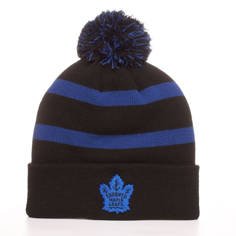 Fan Favorite NHL Toronto Maple Leafs Mass Breakaway Cuff Knit Pom Toque, Black, Adult T6