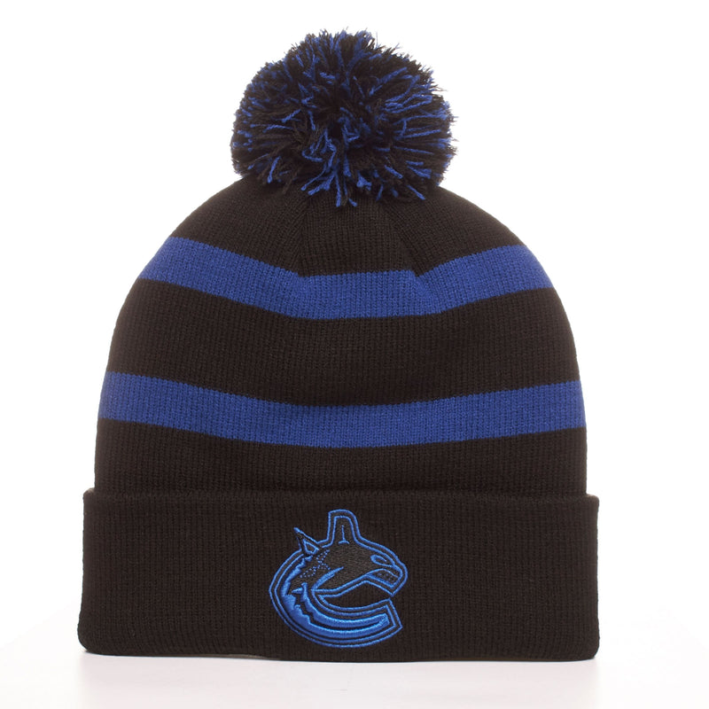 Fan Favorite NHL Vancouver Canucks Mass Breakaway Cuff Knit Pom Toque, Black, Adult T4