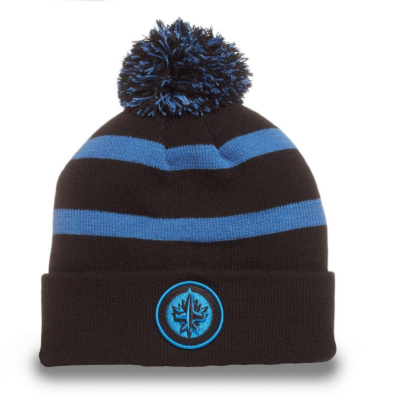 Fan Favorite NHL Winnipeg Jets Mass Breakaway Cuff Knit Pom Toque, Black, Adult J7