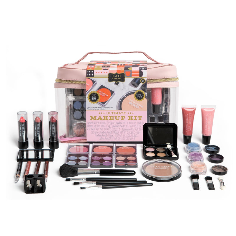 FAO Schwarz Girls Ultimate Makeup Artist Set, 30 Piece, Pastel Pink Z6