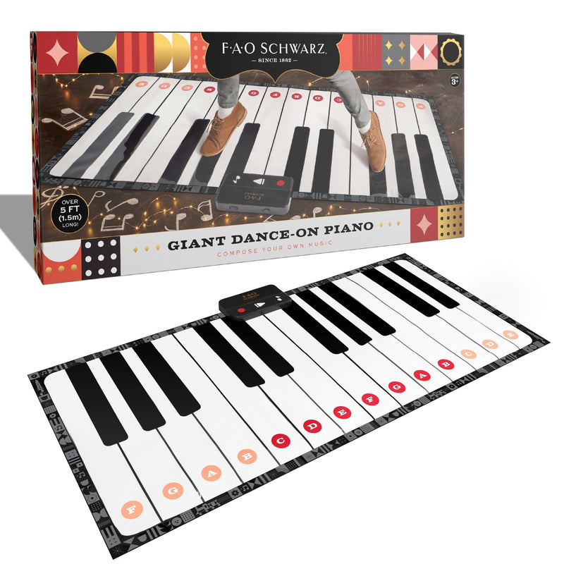 FAO Schwarz Toy Piano Dance Mat, 69x31, White/Black Z7