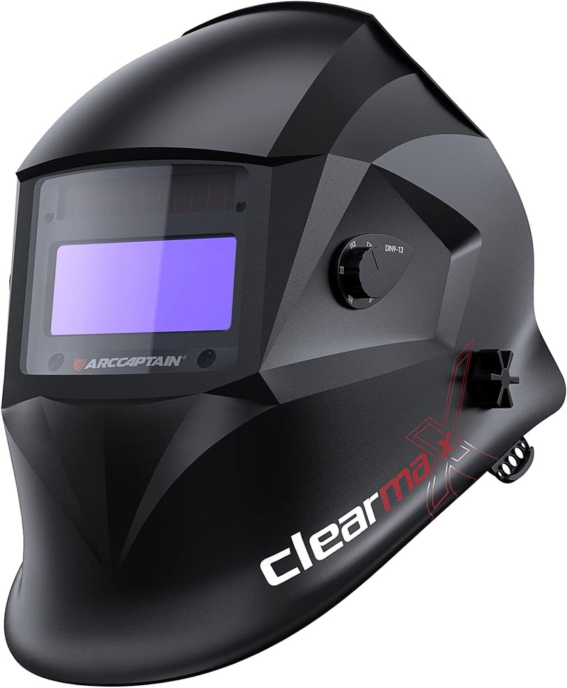 Welding Helmet Auto Darkening, True Color Solar Powered Welding Mask with 4 Arc Sensor, 1/1/1/1 Optical Clarity and Adjustable Shade 4/9-13 Welder Helmet X0