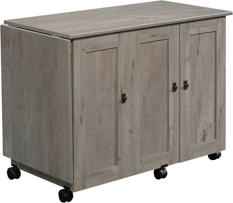 Craft Cart Storage Cabinet, Rolling Sewing Table with Expandable Top, Mystic Oak W5