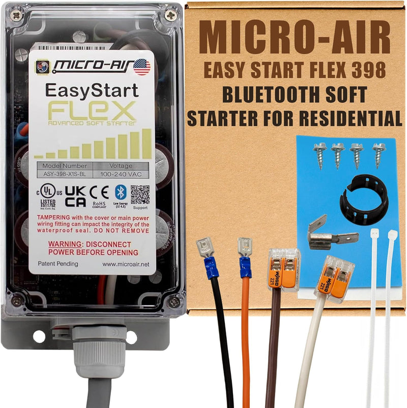 Bluetooth Soft Start Kit for Home Air Conditioner, RV & Commercial Use, Works with Generators, Reduces Power Surge, Efficient Start-Up - Up to 6 Tons w/Installation Kit J2