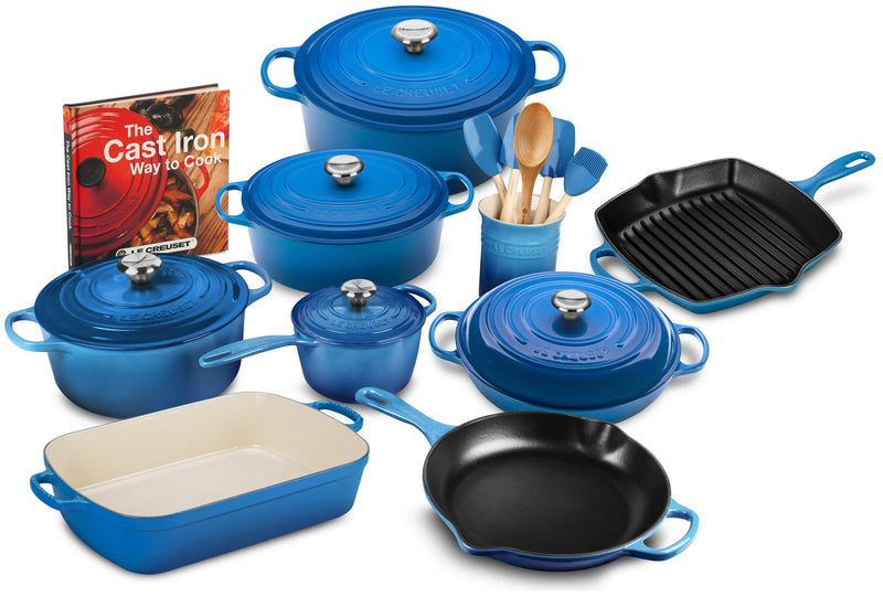 20-piece Signature Cast Iron Cookware Set,10.25 Skillet,1.75-quart Saucepan with Lid X1