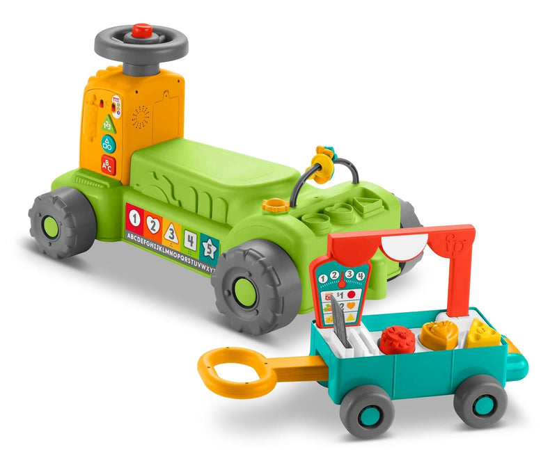 Fisher-Price Laugh & Learn 4-in-1 Farm to Market Tractor Ride-On Learning Toy for Baby & Toddlers N3