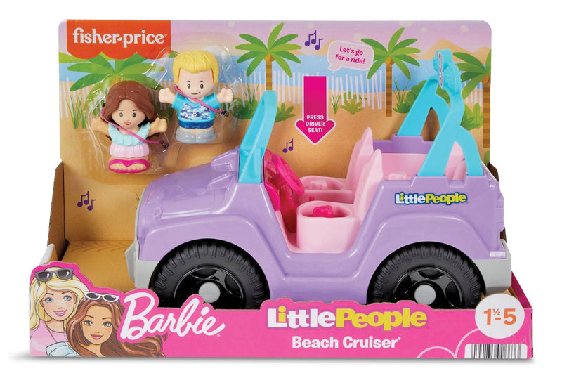 Fisher-Price Little People Barbie Beach Cruiser & Figures Set for Kids, 3-Pc, Ages 18 m - 5 yrs H5