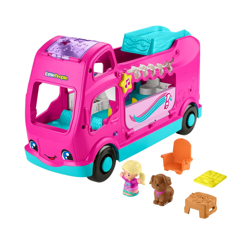 Fisher-Price Little People Barbie Dream Camper RV Playset with Music Lights & 2 Figures G7