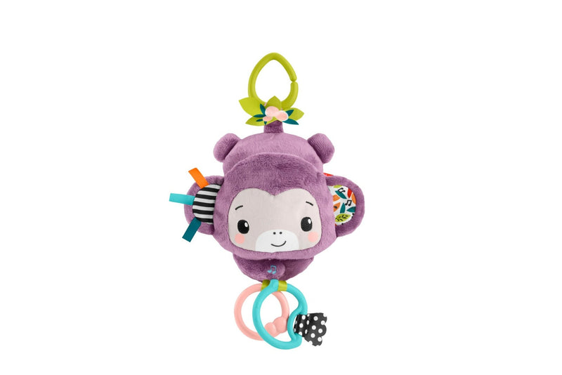 Fisher-Price Sing n Go Purple Monkey Plush Baby Stroller Sensory Toy For Newborns R9