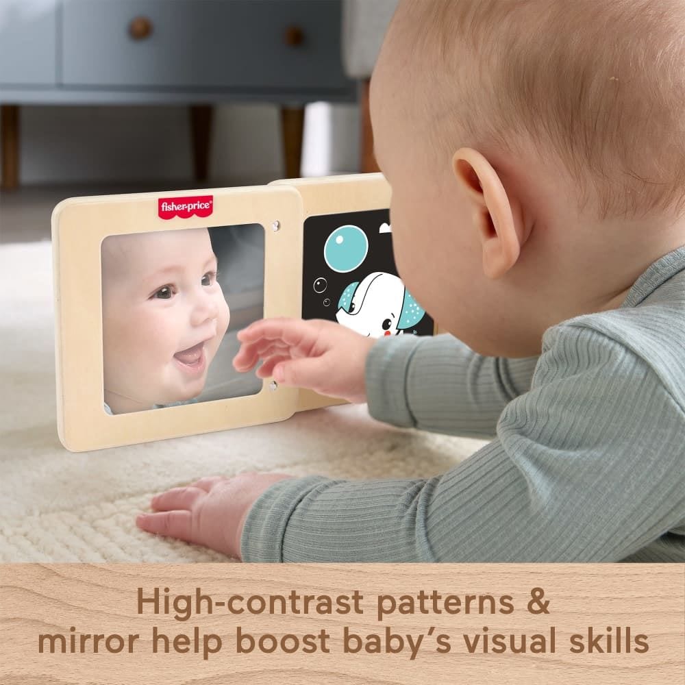Fisher-Price Wooden Tummy Time Panel Toy for Babies