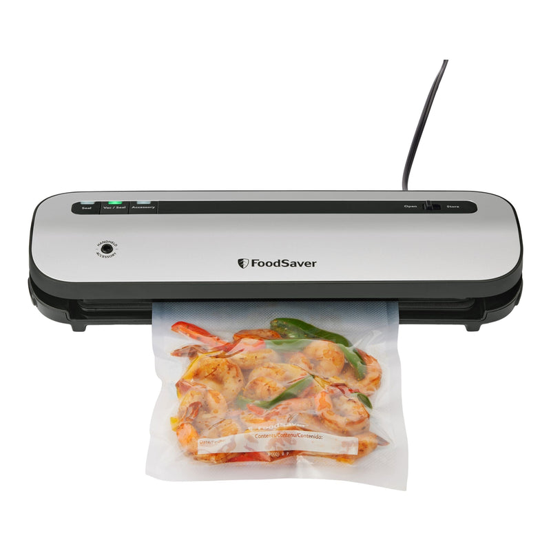 FoodSaver VS1230 Space Saving Vacuum Sealer with Bags & Roll, Stainless Steel Y4
